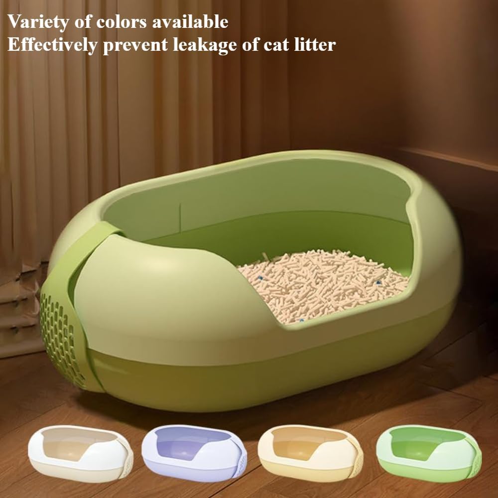 Fully Enclosed Cat Toilet Large Volume Anti-Splash Sand Cat Litter Box Anti-Odor Long Channel Cat Litter Box Pet Accessories 23.62" L x 16.14" W x 9.45" H (Yellow)