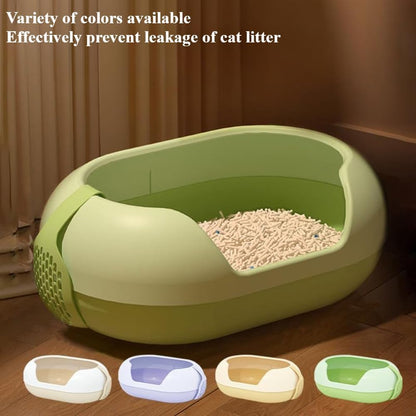 Fully Enclosed Cat Toilet Large Volume Anti-Splash Sand Cat Litter Box Anti-Odor Long Channel Cat Litter Box Pet Accessories 23.62" L x 16.14" W x 9.45" H (Yellow)