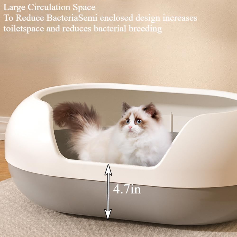 Fully Enclosed Cat Toilet Large Volume Anti-Splash Sand Cat Litter Box Anti-Odor Long Channel Cat Litter Box Pet Accessories 23.62" L x 16.14" W x 9.45" H (Yellow)
