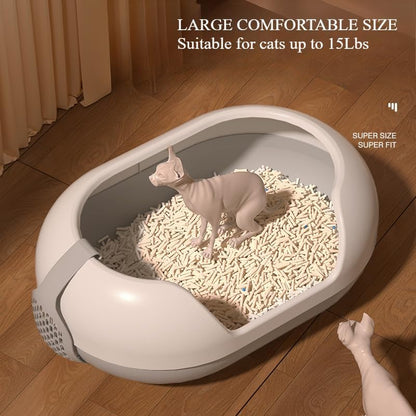 Fully Enclosed Cat Toilet Large Volume Anti-Splash Sand Cat Litter Box Anti-Odor Long Channel Cat Litter Box Pet Accessories 23.62" L x 16.14" W x 9.45" H (Yellow)