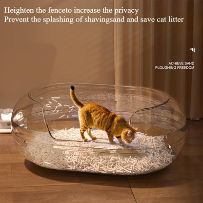 Fully Enclosed Cat Toilet Large Volume Anti-Splash Sand Cat Litter Box Anti-Odor Long Channel Cat Litter Box Pet Accessories 23.62" L x 16.14" W x 9.45" H (Yellow)