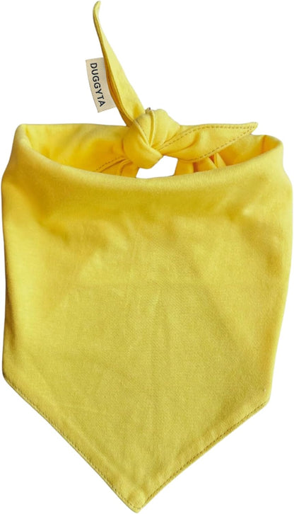Premium Solid Yellow Dog Bandana, Luxury Soft Cotton Adjustable Triangle Scarf for Medium Dogs, Comfortable, Stylish, and Customizable for All Seasons, Dog Accessories