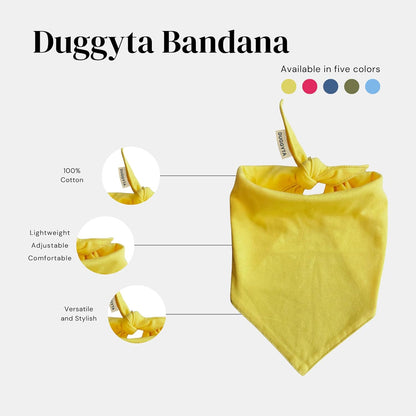 Premium Solid Yellow Dog Bandana, Luxury Soft Cotton Adjustable Triangle Scarf for Medium Dogs, Comfortable, Stylish, and Customizable for All Seasons, Dog Accessories