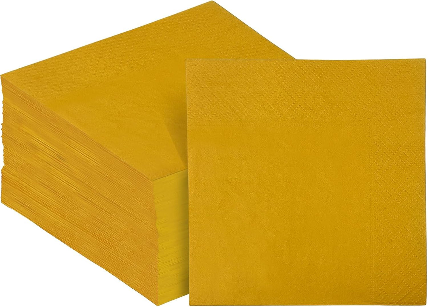 Ginger Yellow Cocktail Napkins 5 * 5inch Disposable Beverage Napkin Paper for Cocktail, Wedding, Dinner, Birthday Party Dessert Wine Paper Napkins（ 120 Count）