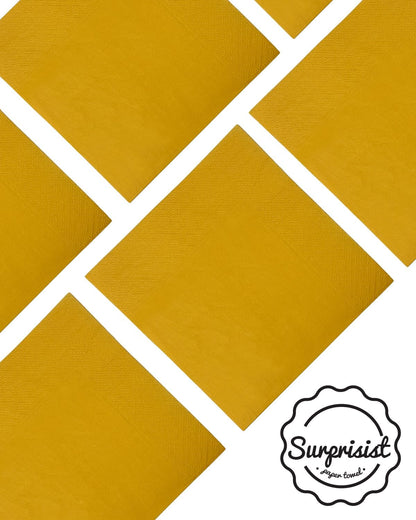 Ginger Yellow Cocktail Napkins 5 * 5inch Disposable Beverage Napkin Paper for Cocktail, Wedding, Dinner, Birthday Party Dessert Wine Paper Napkins（ 120 Count）