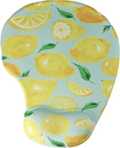 Ergonomic Mouse Pad with Wrist Support Wrist Rest, Lemon Print Comfortable Non-Slip Mouse Pad for Office Home