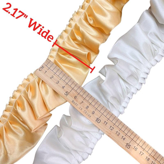 8 Yards 3D Satin Ruffle Trim Fabric Trims, 2-Layers Pleated Trimming Chiffon Fabric Ribbons for Sewing Making Crafts Dress Curtain Wedding Costume Pillowcase Supply (Yellow)