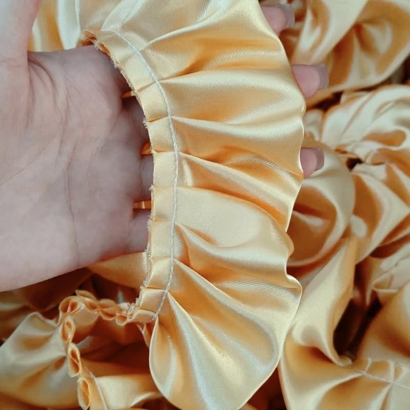 8 Yards 3D Satin Ruffle Trim Fabric Trims, 2-Layers Pleated Trimming Chiffon Fabric Ribbons for Sewing Making Crafts Dress Curtain Wedding Costume Pillowcase Supply (Yellow)