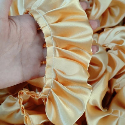 8 Yards 3D Satin Ruffle Trim Fabric Trims, 2-Layers Pleated Trimming Chiffon Fabric Ribbons for Sewing Making Crafts Dress Curtain Wedding Costume Pillowcase Supply (Yellow)