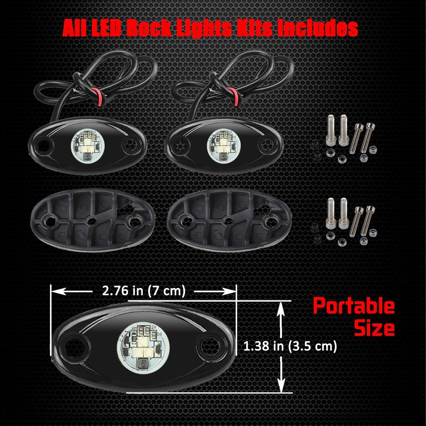 2 Pods LED Rock Lights, Waterproof LED Neon Underglow Light for Car Truck ATV UTV SUV Offroad Boat Underbody Glow Trail Rig Lamp (Yellow)