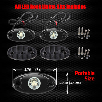 2 Pods LED Rock Lights, Waterproof LED Neon Underglow Light for Car Truck ATV UTV SUV Offroad Boat Underbody Glow Trail Rig Lamp (Yellow)