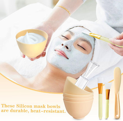 Silicone Face Mask Mixing Bowls - Microwave & Freezer Safe, Non-Stick Esthetician Bowls (Yellow)
