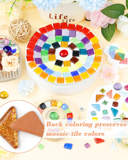 420g Mosaic Tiles for Crafts - 280Pcs Glass Mosaic Kits, Mixed Shapes Mosaic Glass Pieces for Art, Irregular Tiny Mosaic Tile for DIY Projects, Home Decoration(Yellow)