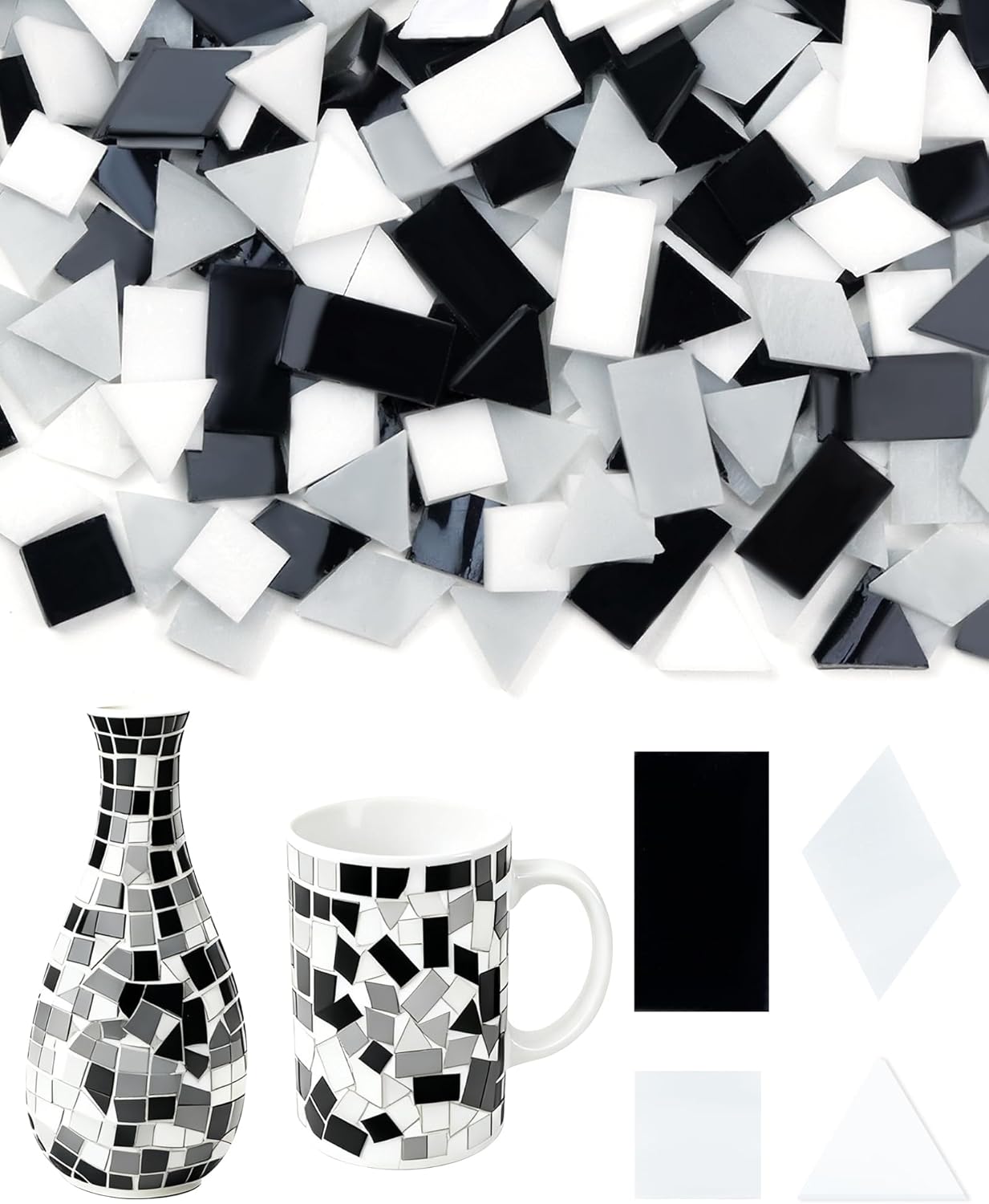 420g Mosaic Tiles for Crafts - 280Pcs Glass Mosaic Kits, Mixed Shapes Mosaic Glass Pieces for Art, Irregular Tiny Mosaic Tile for DIY Projects, Home Decoration(Yellow)