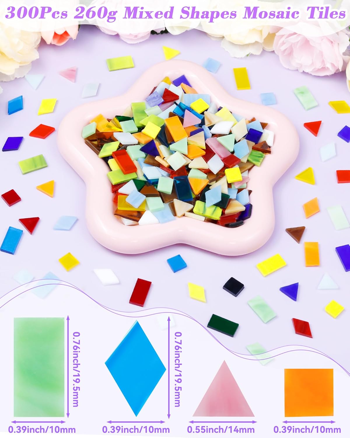 420g Mosaic Tiles for Crafts - 280Pcs Glass Mosaic Kits, Mixed Shapes Mosaic Glass Pieces for Art, Irregular Tiny Mosaic Tile for DIY Projects, Home Decoration(Yellow)