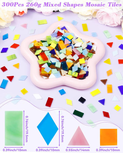 420g Mosaic Tiles for Crafts - 280Pcs Glass Mosaic Kits, Mixed Shapes Mosaic Glass Pieces for Art, Irregular Tiny Mosaic Tile for DIY Projects, Home Decoration(Yellow)