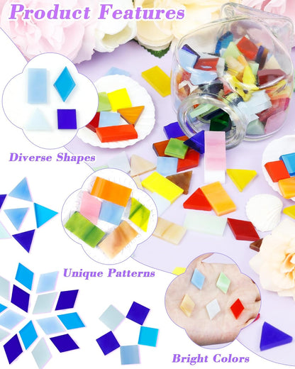 420g Mosaic Tiles for Crafts - 280Pcs Glass Mosaic Kits, Mixed Shapes Mosaic Glass Pieces for Art, Irregular Tiny Mosaic Tile for DIY Projects, Home Decoration(Yellow)