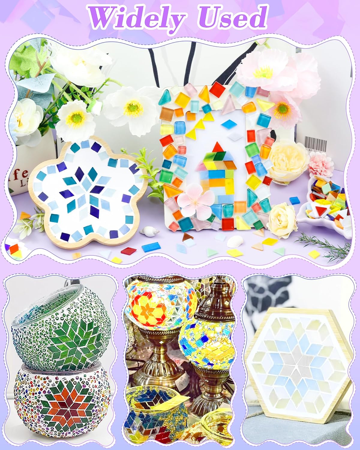 420g Mosaic Tiles for Crafts - 280Pcs Glass Mosaic Kits, Mixed Shapes Mosaic Glass Pieces for Art, Irregular Tiny Mosaic Tile for DIY Projects, Home Decoration(Yellow)