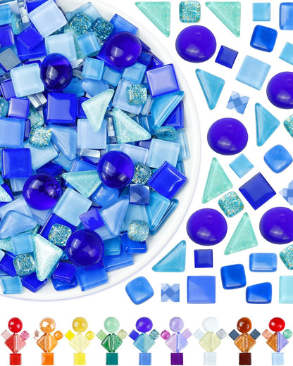420g Mosaic Tiles for Crafts - 280Pcs Glass Mosaic Kits, Mixed Shapes Mosaic Glass Pieces for Art, Irregular Tiny Mosaic Tile for DIY Projects, Home Decoration(Yellow)