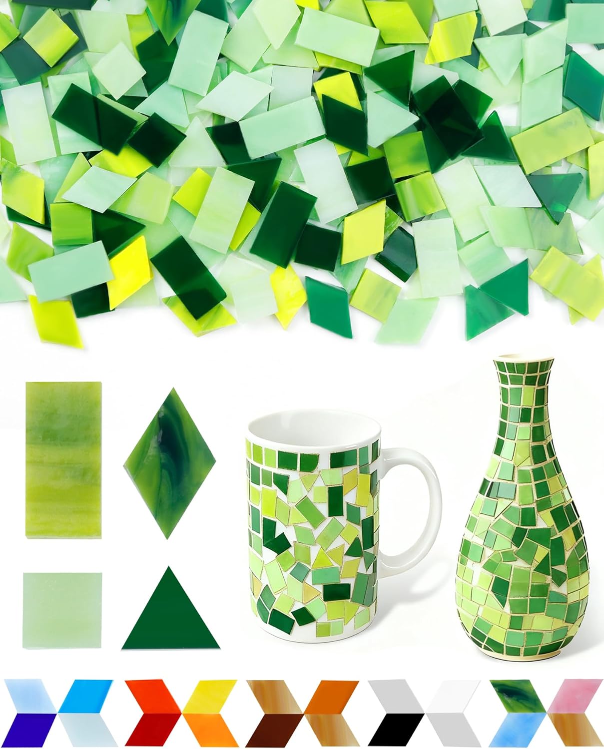 420g Mosaic Tiles for Crafts - 280Pcs Glass Mosaic Kits, Mixed Shapes Mosaic Glass Pieces for Art, Irregular Tiny Mosaic Tile for DIY Projects, Home Decoration(Yellow)