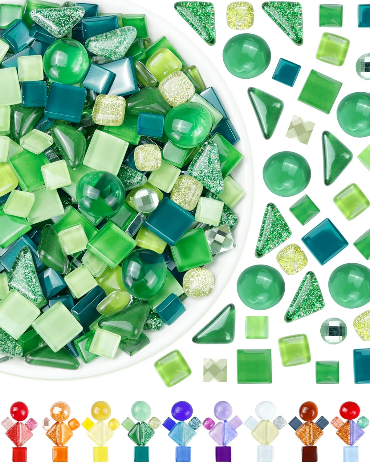 420g Mosaic Tiles for Crafts - 280Pcs Glass Mosaic Kits, Mixed Shapes Mosaic Glass Pieces for Art, Irregular Tiny Mosaic Tile for DIY Projects, Home Decoration(Yellow)