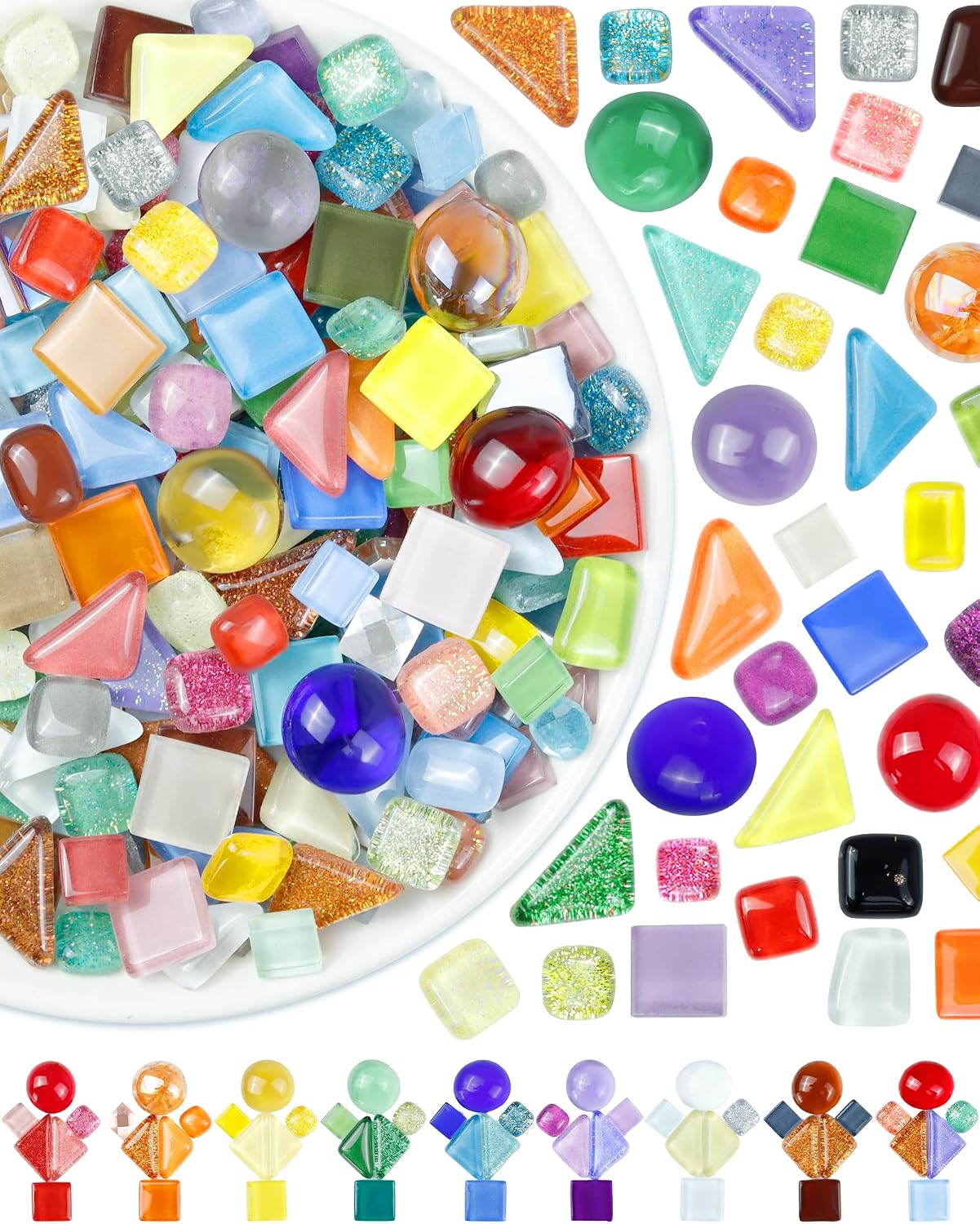 420g Mosaic Tiles for Crafts - 280Pcs Glass Mosaic Kits, Mixed Shapes Mosaic Glass Pieces for Art, Irregular Tiny Mosaic Tile for DIY Projects, Home Decoration(Yellow)