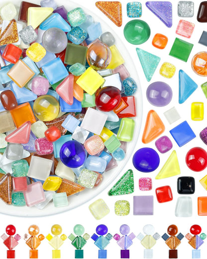 420g Mosaic Tiles for Crafts - 280Pcs Glass Mosaic Kits, Mixed Shapes Mosaic Glass Pieces for Art, Irregular Tiny Mosaic Tile for DIY Projects, Home Decoration(Yellow)