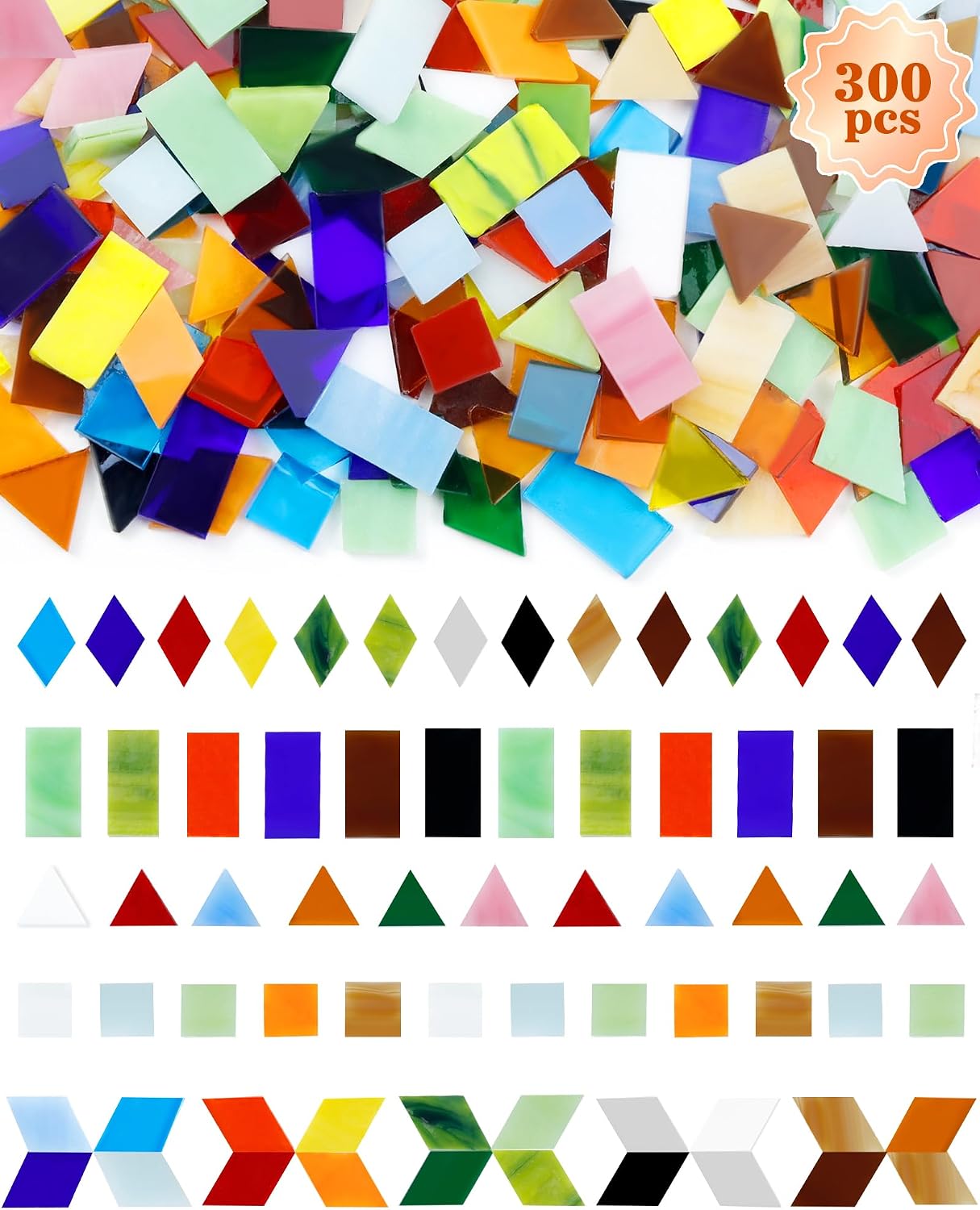 420g Mosaic Tiles for Crafts - 280Pcs Glass Mosaic Kits, Mixed Shapes Mosaic Glass Pieces for Art, Irregular Tiny Mosaic Tile for DIY Projects, Home Decoration(Yellow)