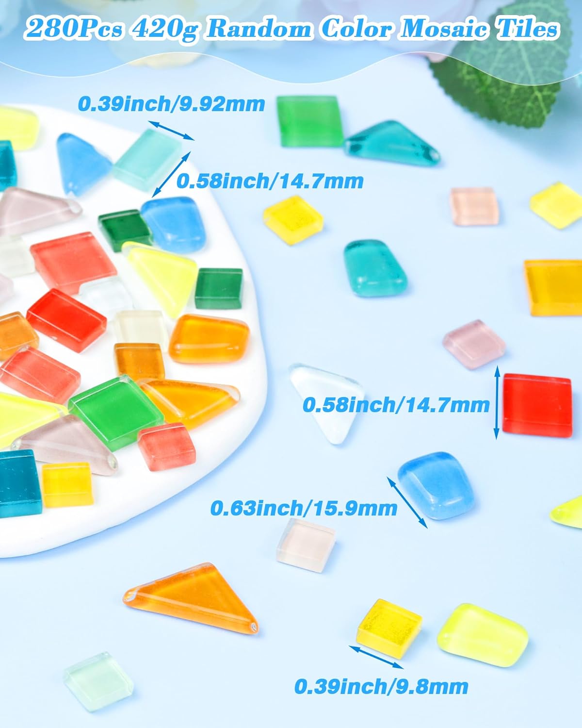 420g Mosaic Tiles for Crafts - 280Pcs Glass Mosaic Kits, Mixed Shapes Mosaic Glass Pieces for Art, Irregular Tiny Mosaic Tile for DIY Projects, Home Decoration(Yellow)
