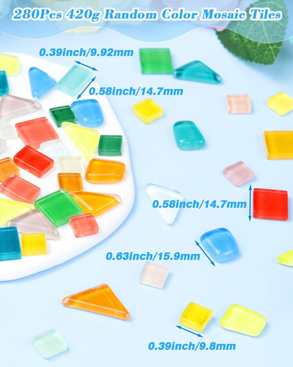 420g Mosaic Tiles for Crafts - 280Pcs Glass Mosaic Kits, Mixed Shapes Mosaic Glass Pieces for Art, Irregular Tiny Mosaic Tile for DIY Projects, Home Decoration(Yellow)