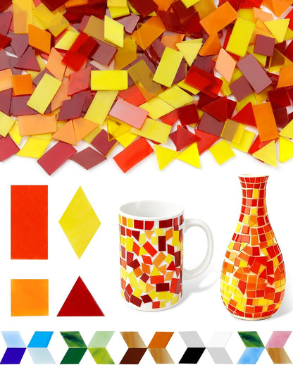 420g Mosaic Tiles for Crafts - 280Pcs Glass Mosaic Kits, Mixed Shapes Mosaic Glass Pieces for Art, Irregular Tiny Mosaic Tile for DIY Projects, Home Decoration(Yellow)