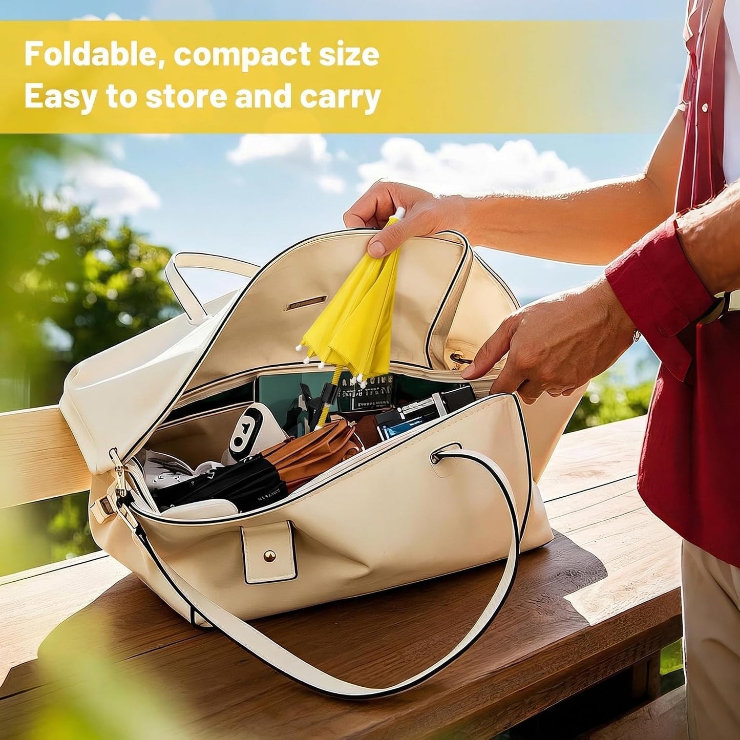 Mini Clip-on Phone Umbrella for Sun Flexible Adjustable Handle, Cell Phone Umbrellas Sun Shade Protects from Sunlight and Glare, Universal Fit for All Smartphones,Yellow