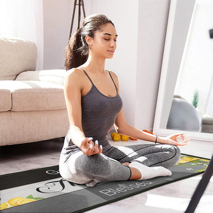 2 Piece Lemon Kitchen Decor Rug Set, Home Kitchen Sink Rugs and Mats Non Skid Washable Absorbent Microfiber Kitchen Floor Carpet 17" x 47"+17" x 30"