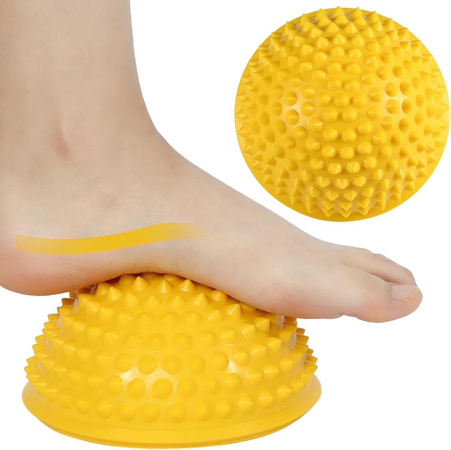 Hedgehog Balance Pods, Foot Massage Half Ball Balance Pods Spiky for Kids Adults Sports, Foot Massage, Stability Training(Yellow)