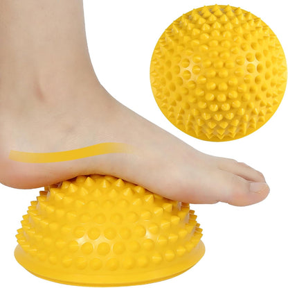 Hedgehog Balance Pods, Foot Massage Half Ball Balance Pods Spiky for Kids Adults Sports, Foot Massage, Stability Training(Yellow)