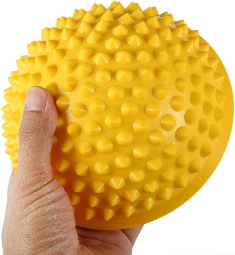 Hedgehog Balance Pods, Foot Massage Half Ball Balance Pods Spiky for Kids Adults Sports, Foot Massage, Stability Training(Yellow)