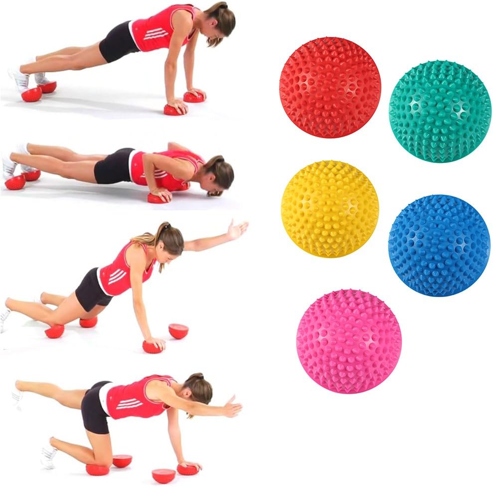 Hedgehog Balance Pods, Foot Massage Half Ball Balance Pods Spiky for Kids Adults Sports, Foot Massage, Stability Training(Yellow)
