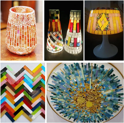 BestTeam 1 X 4 cm Stained Glass Strip,DIY Glass Mosaic Hobbies,DIY Crafts,Plates,Picture Frames,Flower Pots,Handmade Jewelry 200g (Yellow)