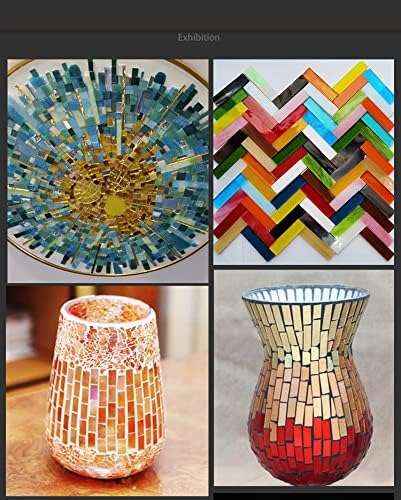 BestTeam 1 X 4 cm Stained Glass Strip,DIY Glass Mosaic Hobbies,DIY Crafts,Plates,Picture Frames,Flower Pots,Handmade Jewelry 200g (Yellow)