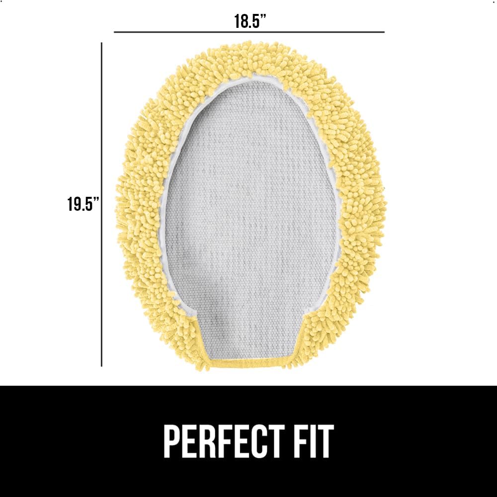 Soft Chenille Bathroom Toilet Lid Cover, Machine Washable Seat Covers, 19.5x18.5, Stays in Place Rubber Backing, Fits Most Round, Elongated and Oblong Lids, Accessories Decor, Yellow