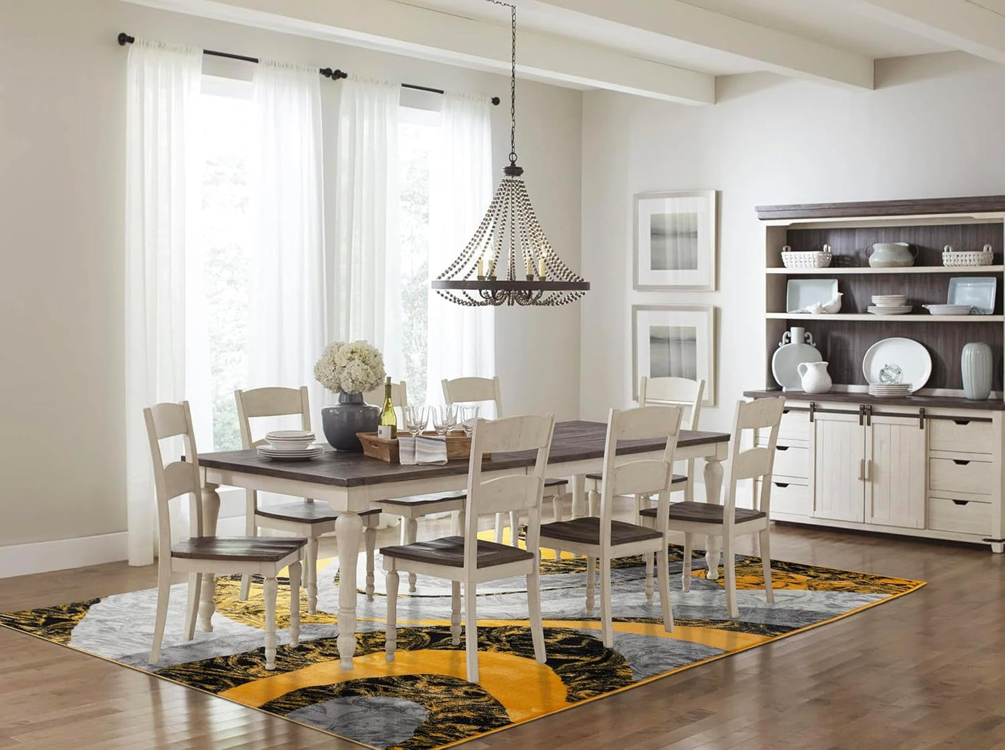 Modern Contemporary Swirls Design Area Rug, Luxurious, Elegant, and Fashionable Area Rug (Yellow, 4 ft X 5 ft)