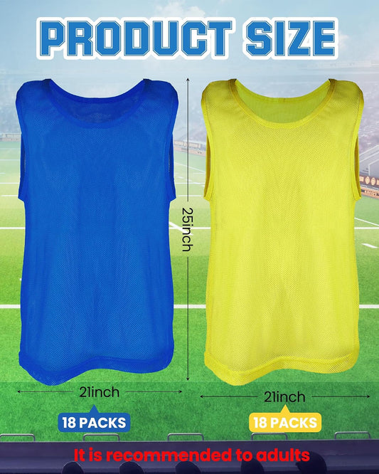36 Pcs Adult Pinnies Scrimmage Vests Youth Pinnies Team Practice Jerseys for Sports Soccer Football Basketball
