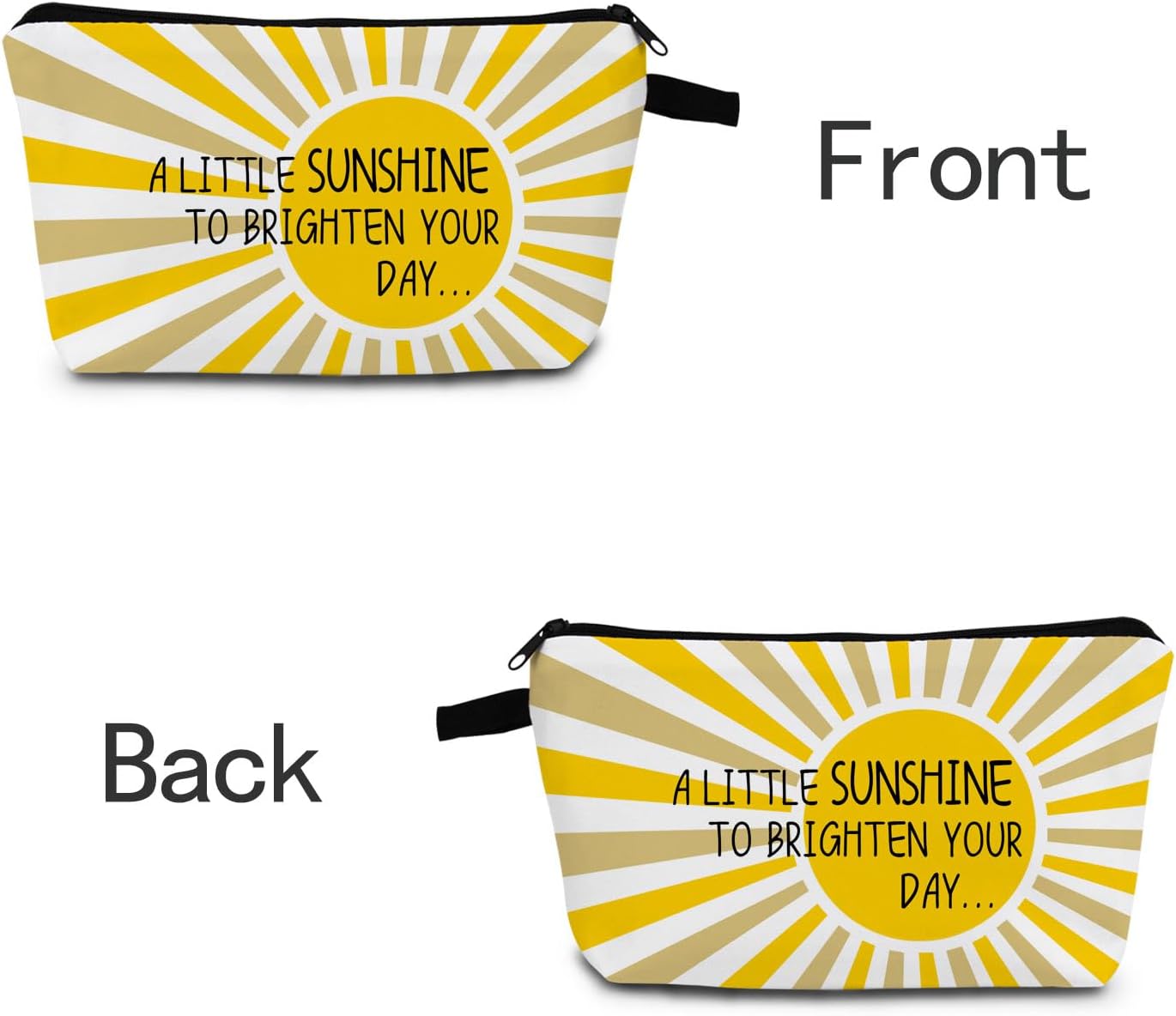 A Little Sunshine To Brighten Your Day Yellow Summer Inspirational Makeup Bag for Women Positve Gifts for Women Boho Sunrise Sunshine Zipper Makeup Pouch Travel Toiletry Bag