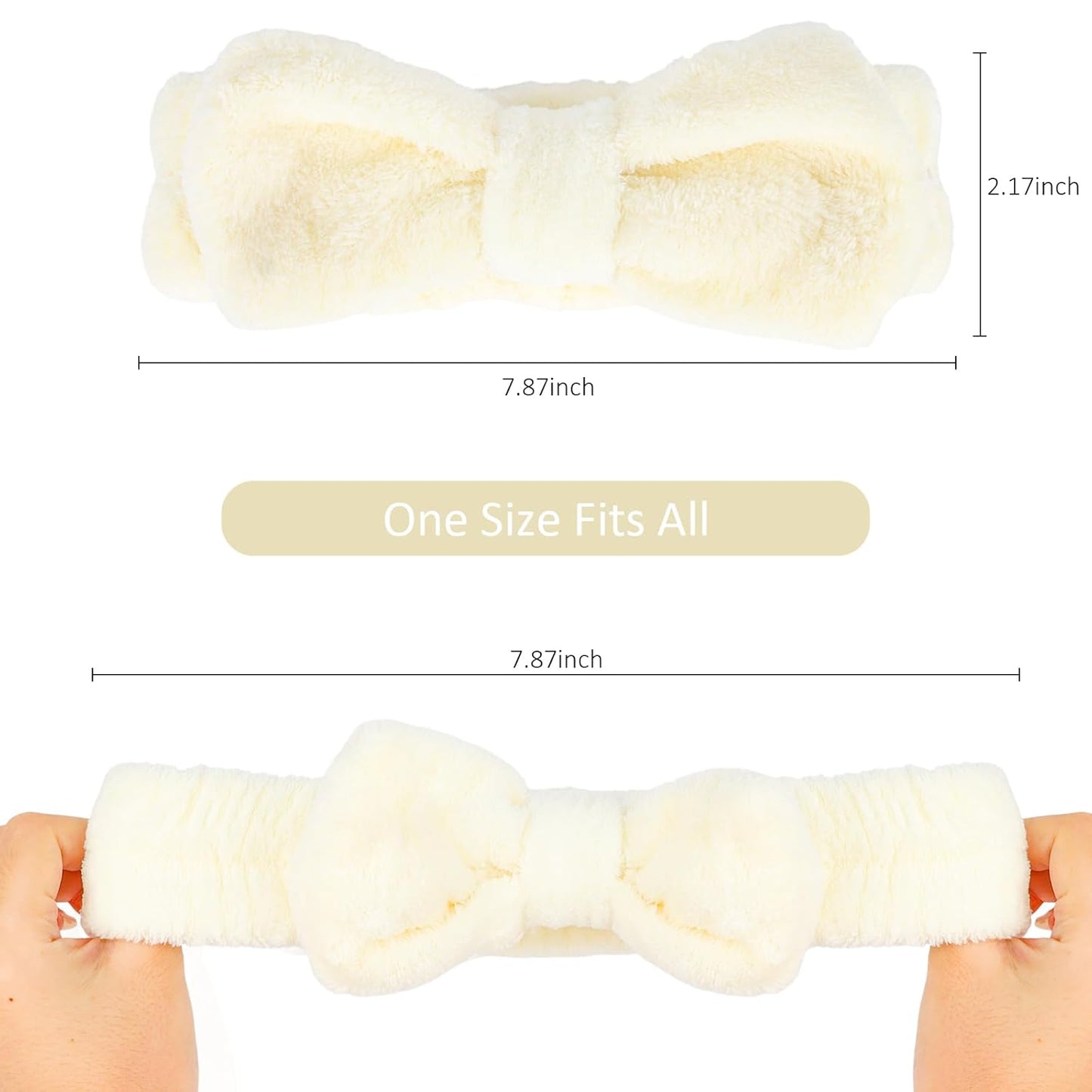 10 Pack Yellow Spa Headbands for Women, Soft Plush Bow Hair Bands, Elastic Facial Headbands for Washing Face, Skincare, Makeup, Yoga, Shower, Summer Party