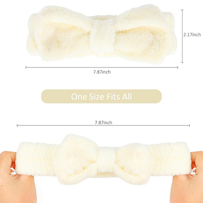 10 Pack Yellow Spa Headbands for Women, Soft Plush Bow Hair Bands, Elastic Facial Headbands for Washing Face, Skincare, Makeup, Yoga, Shower, Summer Party