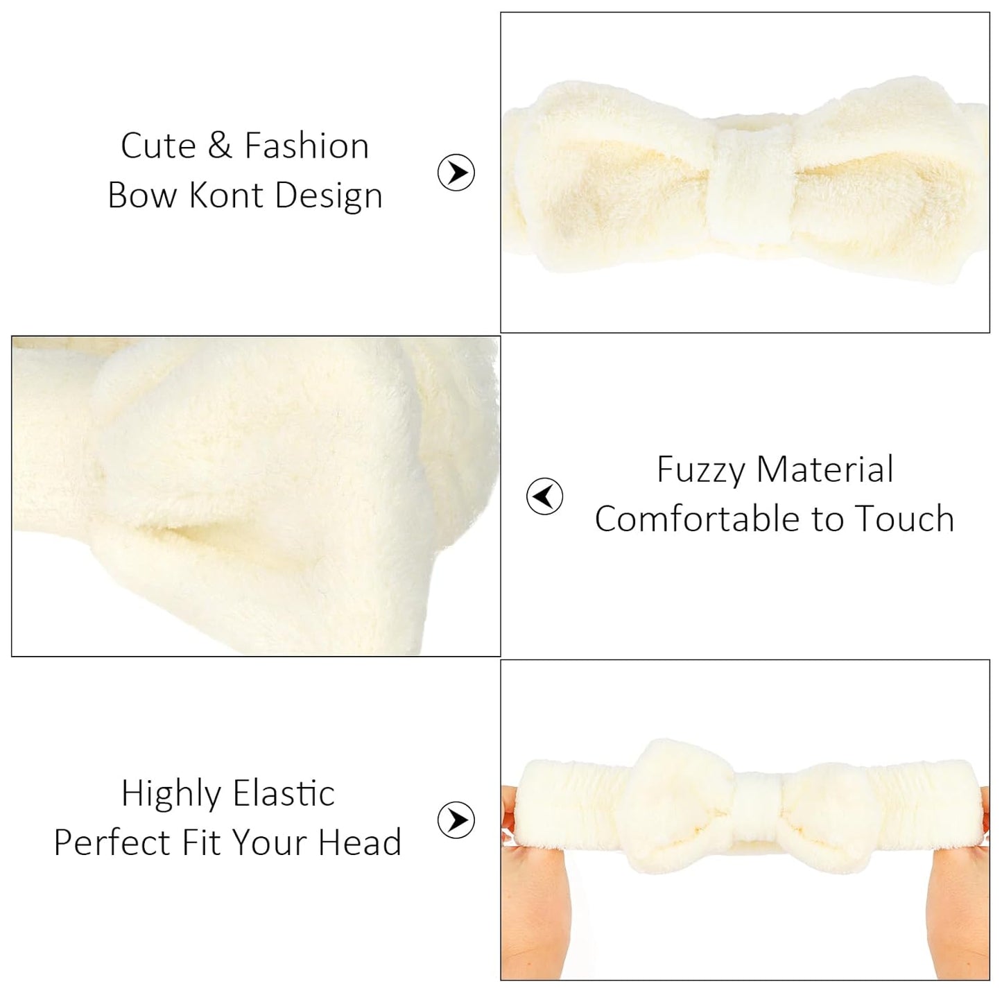 10 Pack Yellow Spa Headbands for Women, Soft Plush Bow Hair Bands, Elastic Facial Headbands for Washing Face, Skincare, Makeup, Yoga, Shower, Summer Party