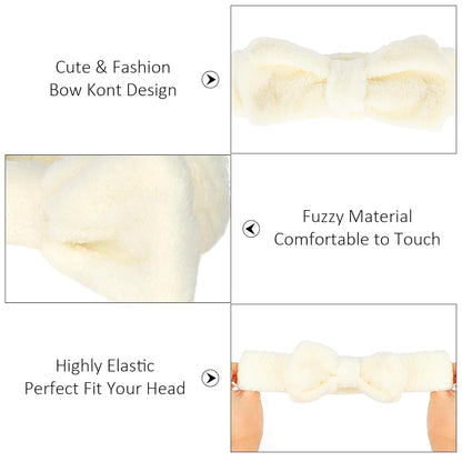 10 Pack Yellow Spa Headbands for Women, Soft Plush Bow Hair Bands, Elastic Facial Headbands for Washing Face, Skincare, Makeup, Yoga, Shower, Summer Party