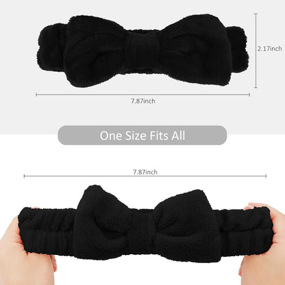10 Pack Yellow Spa Headbands for Women, Soft Plush Bow Hair Bands, Elastic Facial Headbands for Washing Face, Skincare, Makeup, Yoga, Shower, Summer Party