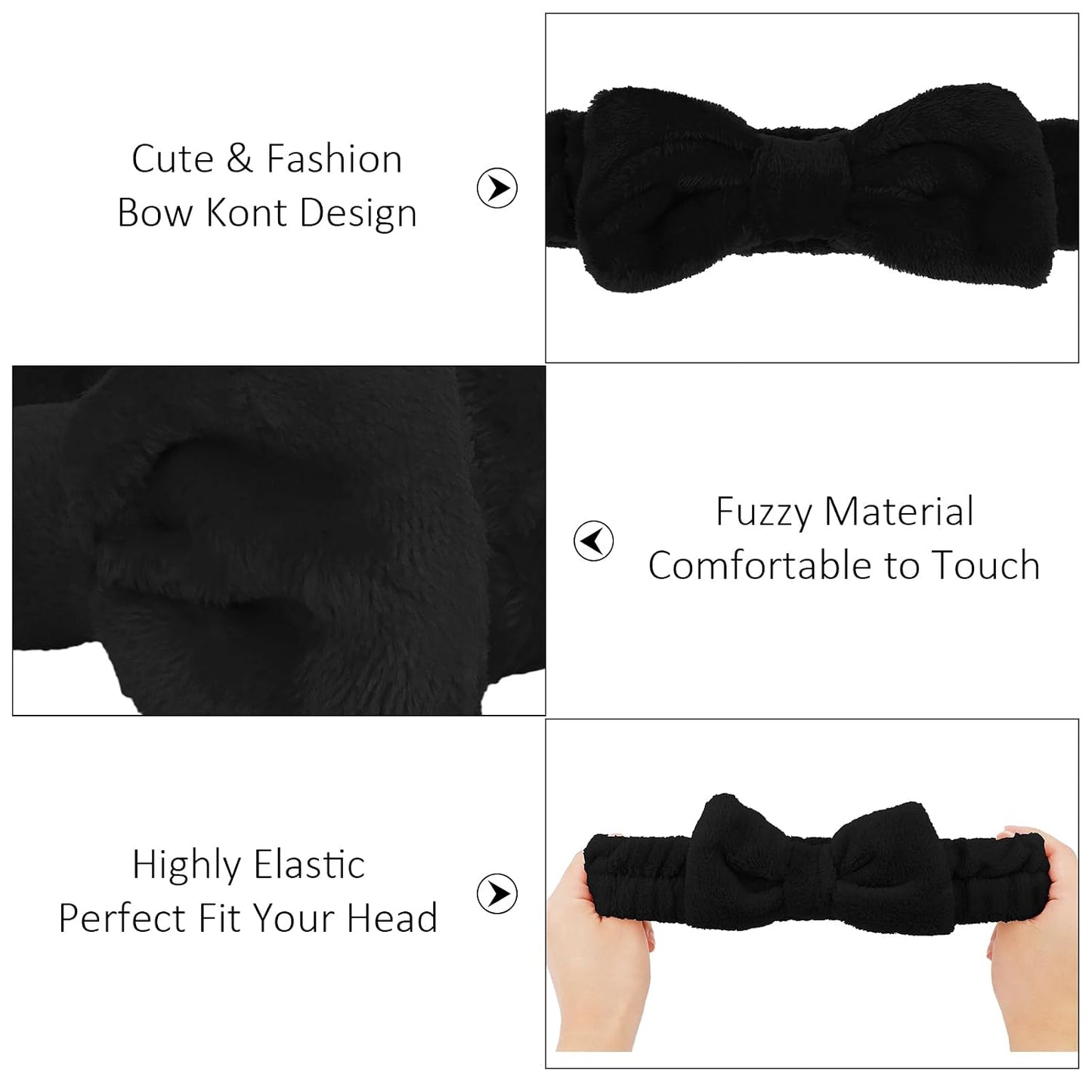10 Pack Yellow Spa Headbands for Women, Soft Plush Bow Hair Bands, Elastic Facial Headbands for Washing Face, Skincare, Makeup, Yoga, Shower, Summer Party