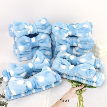 10 Pack Yellow Spa Headbands for Women, Soft Plush Bow Hair Bands, Elastic Facial Headbands for Washing Face, Skincare, Makeup, Yoga, Shower, Summer Party
